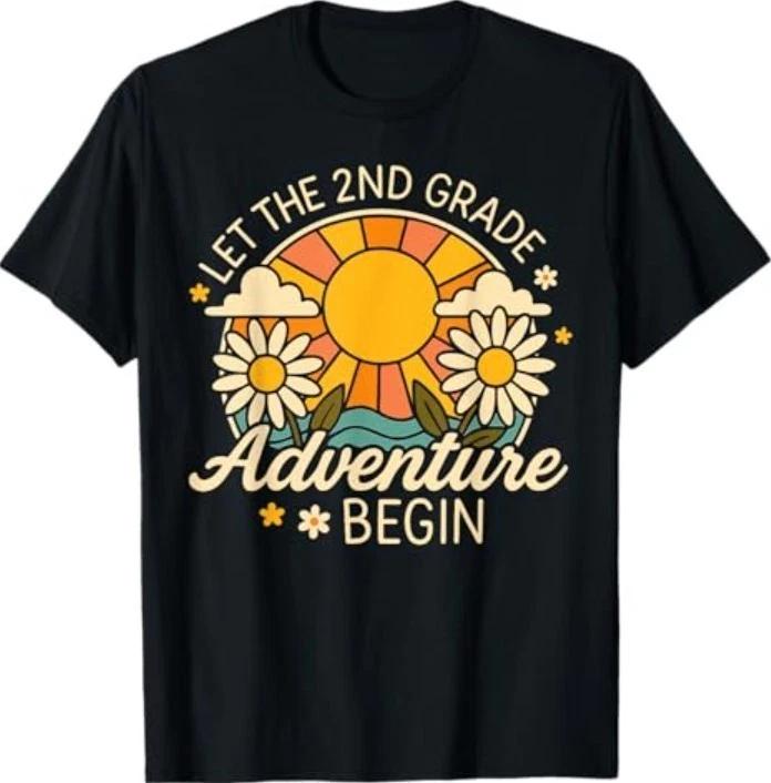 Let The 2nd Grade Adventure Begin Retro First Day Of School T-Shirt L