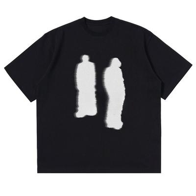 Men's T-shirts Shadow Graphic Cotton Top Oversize Harajuku Summer Pop Streetwear Korean Fashion Vintage Short Sleeve Tee Y2k Top