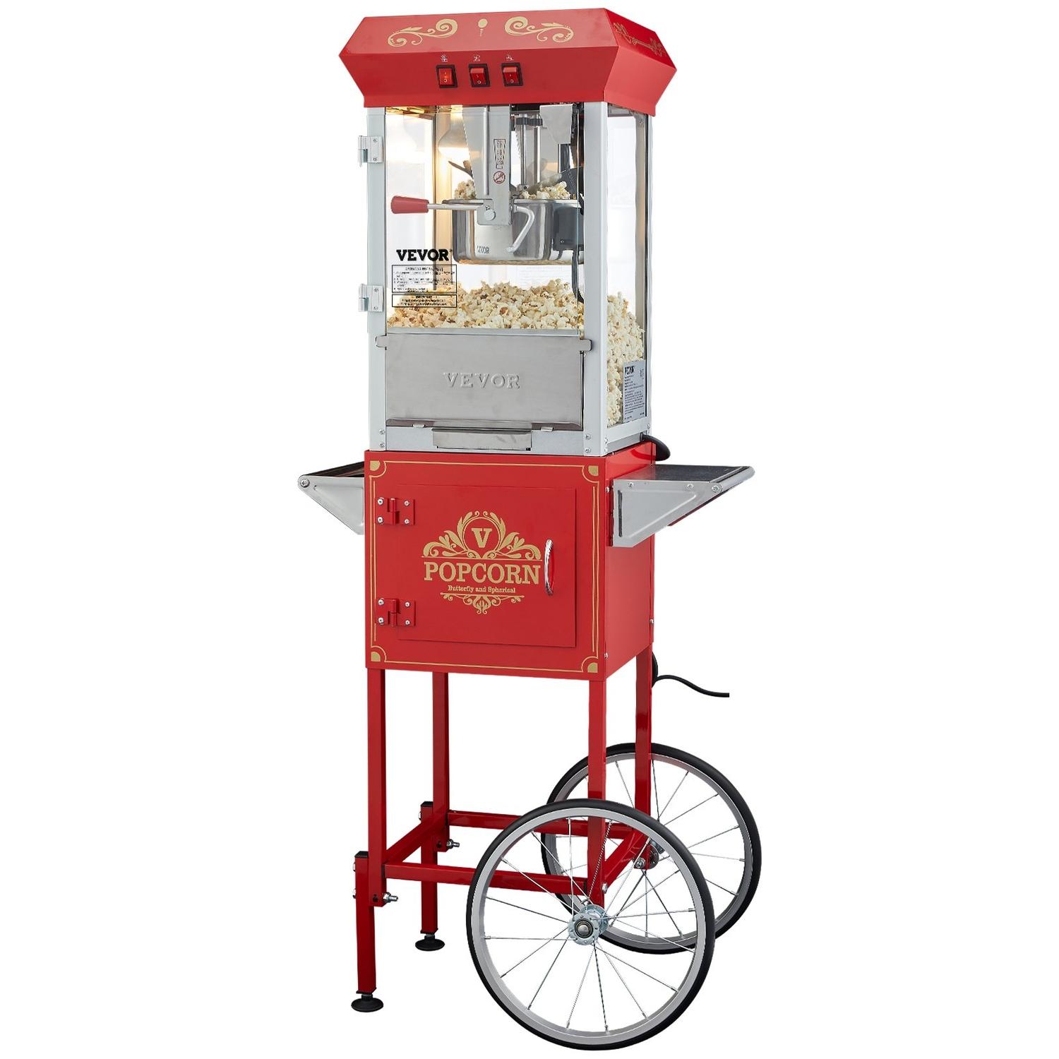 Buying Solutions, MB Popcornmachine met Kar Popcornmaker 850W 8 Oz 48 Kopjes Rood