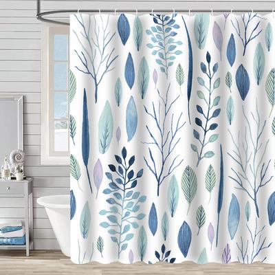 Floral Shower Curtain 180 X 180 Cm Plants Bathroom Curtain Waterproof Polyester Fabric Bath Curtain with 12 Hooks Purple Boho Shower Curtains