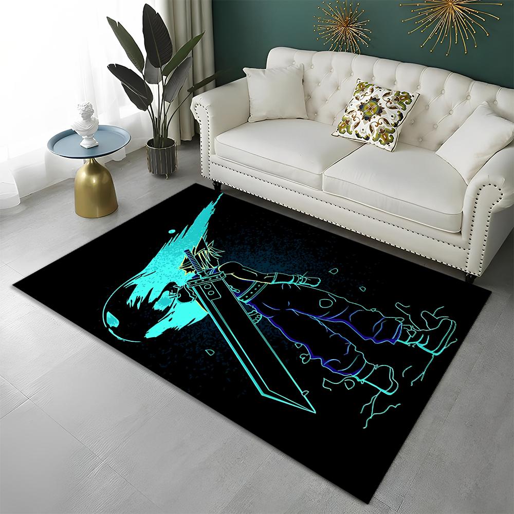 3D Final Fantasy Spiel Gamer FF14 HD Teppich für Zuhause Wohnzimmer Schlafzimmer Sofa Fußmatte Dekor, Kinderbereich Teppich Rutschfeste Bodenmatte