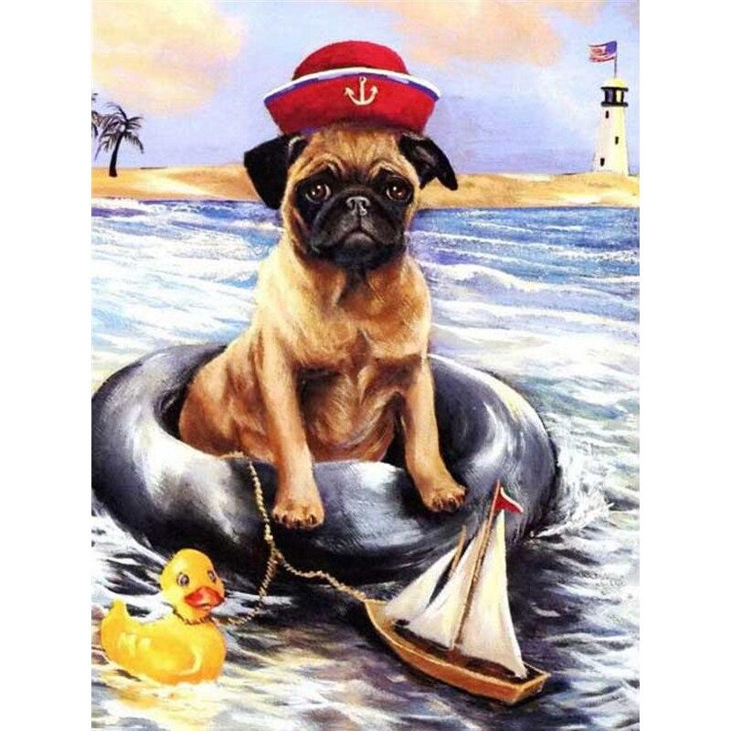 5D DIY volle Runde Diamant Malerei Strand Hund Cartoon Diamant Stickerei Kreuzstich Strass Mosaik Verkauf Home Dekoration