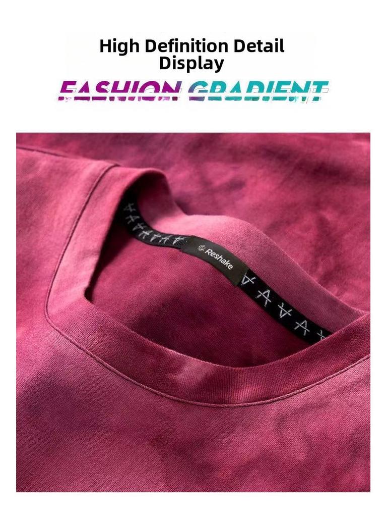 Tricou de Bărbați Stil Hong Kong Tie-Dye Retro Larg Slim Fit Mânecă Scurtă