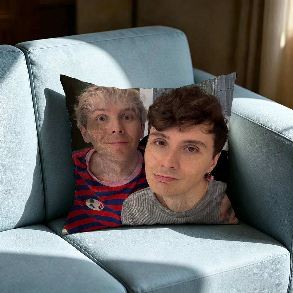 Dan and Phil Pillow cover Soft Microfiber Pillowcase Home Sofa Decor Surprise Decorative printed.