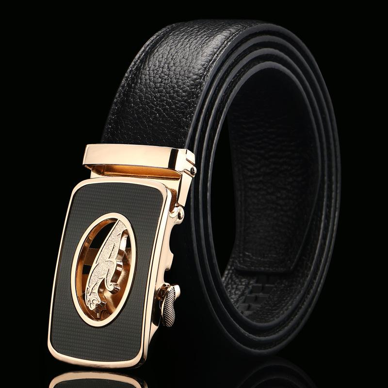 Open Edge Cowhide Belt Men's Real Cowhide Business and Casual Automatic Buckle Belt