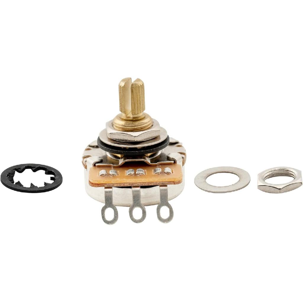 Musiclily Pro HD A250K Full Brass Inch Sized Fine 24-Spline Split Shaft Pot Audio Taper Potentiometers for Electric Guitar Bass (Set of 3)