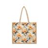 Linen zipper handbag women's new flower pattern large capacity tote bag going out to work commuting linen bag