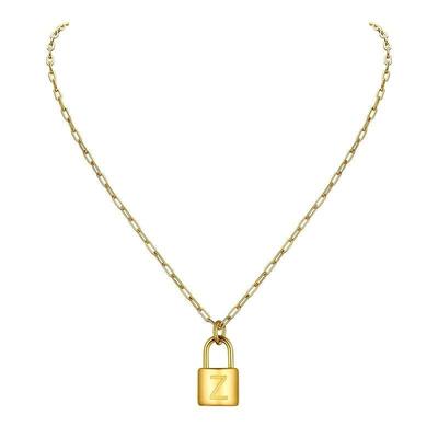 Used [PROSTEEL] Women's Gold Small Padlock Necklace Initial Z 45cm Stylish Unique Women's Accessories