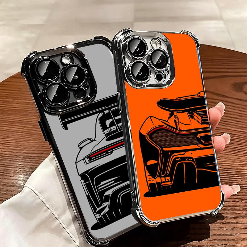 Super Sports Car Simple Desgin Soft Phone Case For iPhone 15 16 17 Air 14 Pro Max 16E Plus 13 12 Mini Plating Anti-Fall Fundas