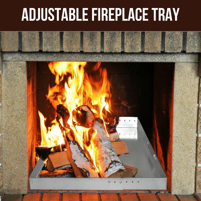 Ash Tray Pan Steel Grate Ash Ember Holder With Screw Pack Adjustable Rust-Resistant Home Fire Place Accessories For