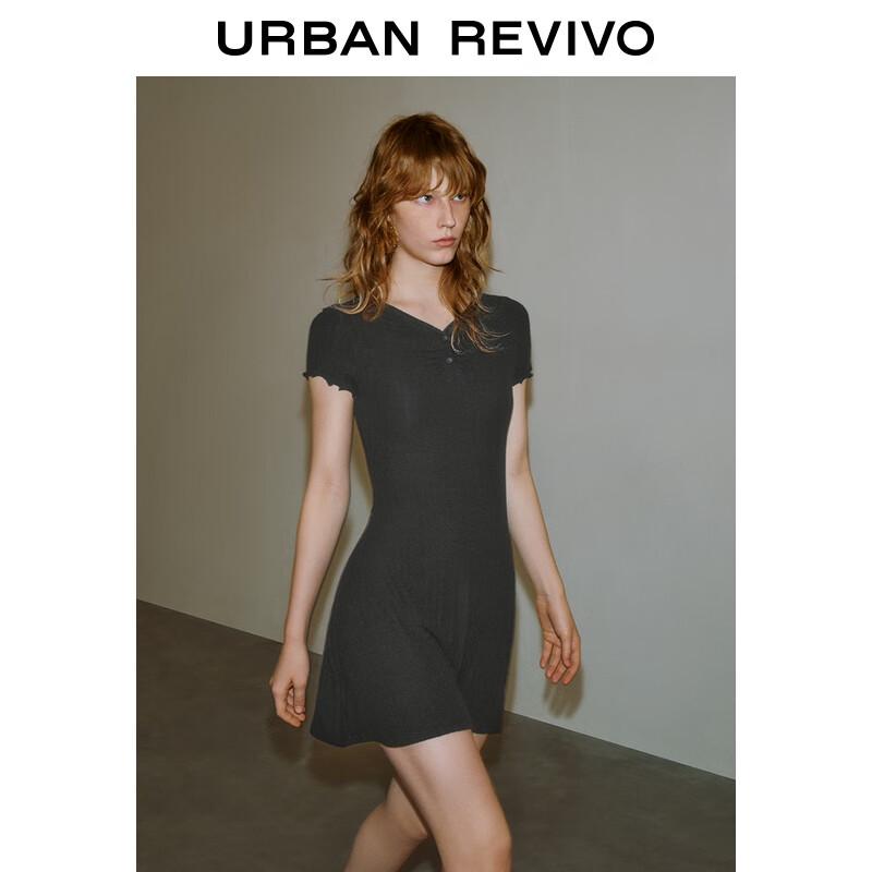 

Women s Casual Button Ruffle A-Line Short Sleeve Dress S