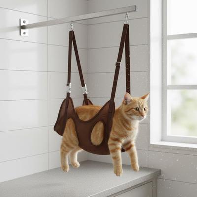 Feline Grooming Sling Multi-Use Feline Nail Trim Sling Pet Care Stable Hanging Safe Restraint