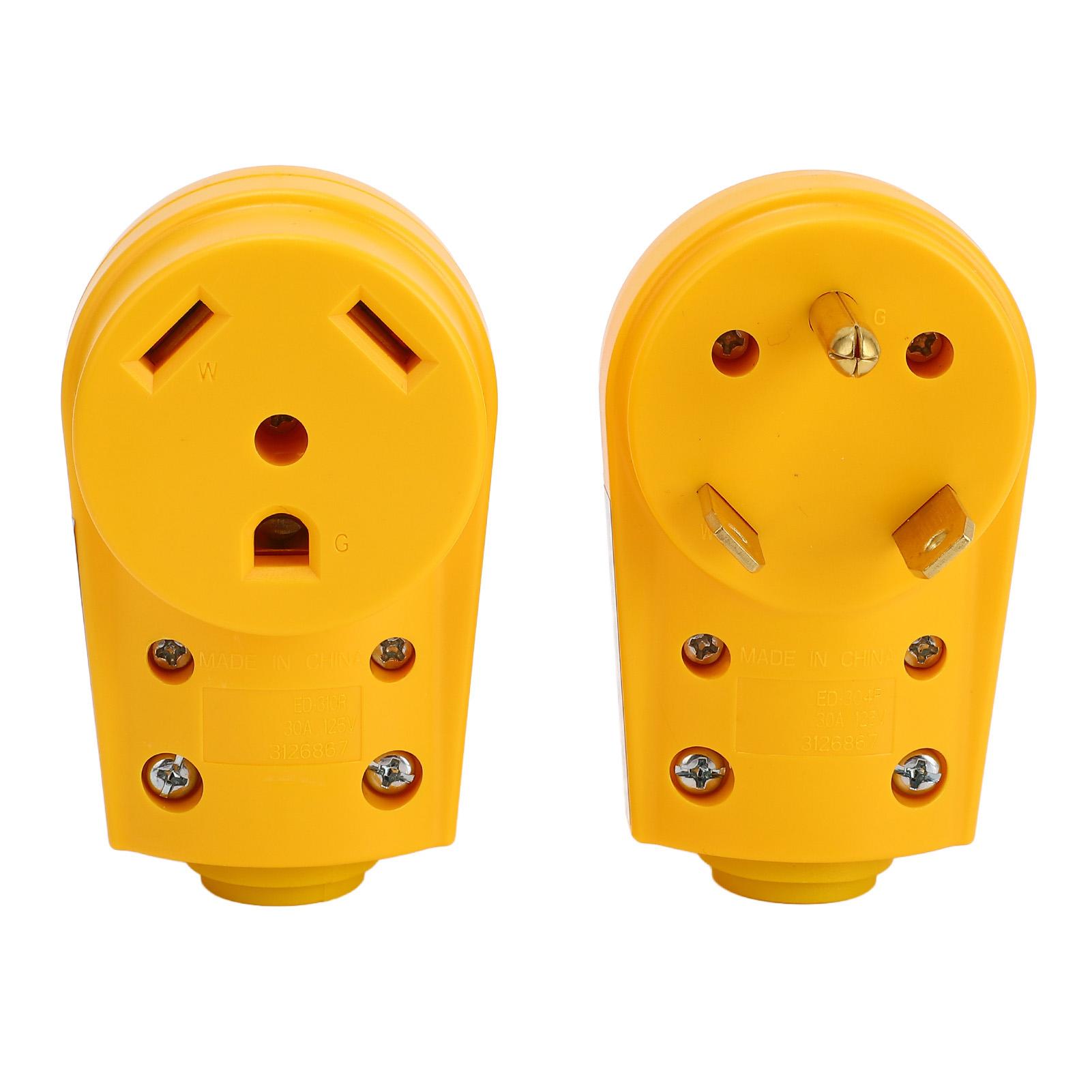 

RV Male and Female Plug Set 30 Amp TT 30P TT 30R Heavy Duty 30 Amp RV Plug Set for Camping