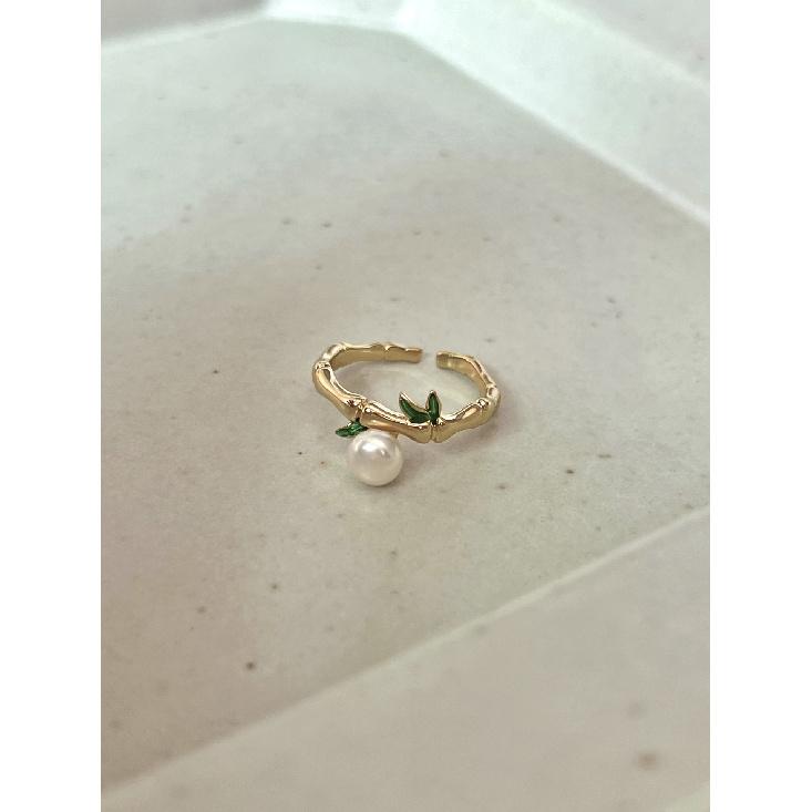 Koreanischer Stil Schlichter Zirkon Bambusring Damen Offen Verstellbar Nische Hochwertig Einzigartig Westlicher Stil Perlenring Mode