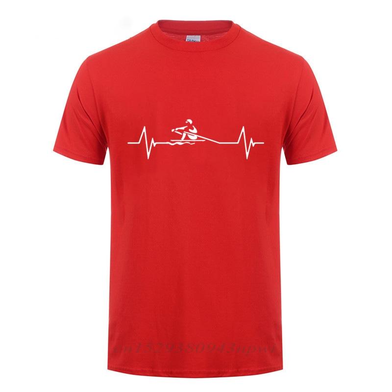 Heartbeat Of Rowing TShirt Men Male Fashion Short Sleeve Kayaking T Shirt Round Neck Cotton Funny Canoeing Tshirt Summer Tops