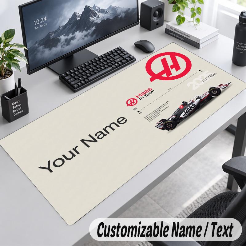Haas F1 Team Personalized Large Mouse Pad Custom Name Text Extended Desk Mat Gaming Mousepad