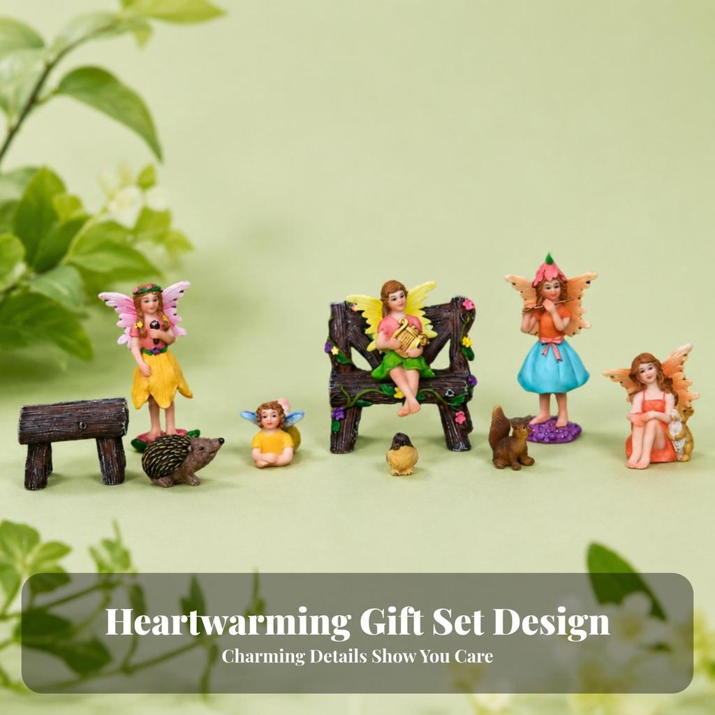 Fairy Garden Figurines Set HandPainted Miniature Bright Colors Desktop