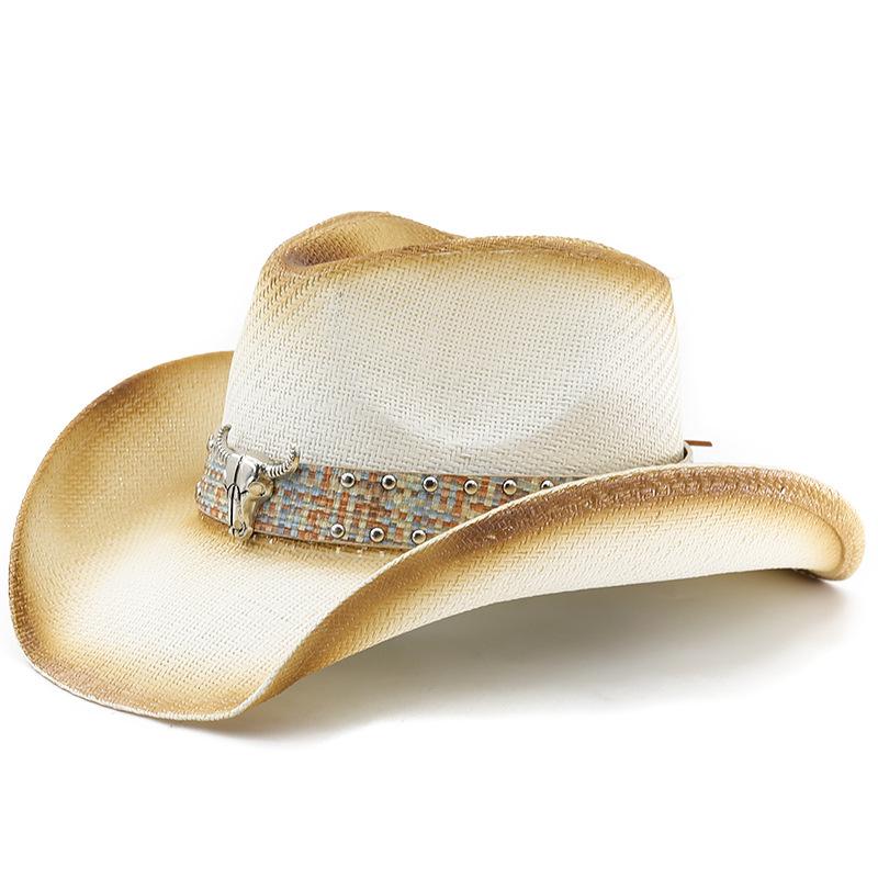 Straw denim hat embroidered breathable sun hat couple style sun hat beach hat straw hat sun hat women's hat