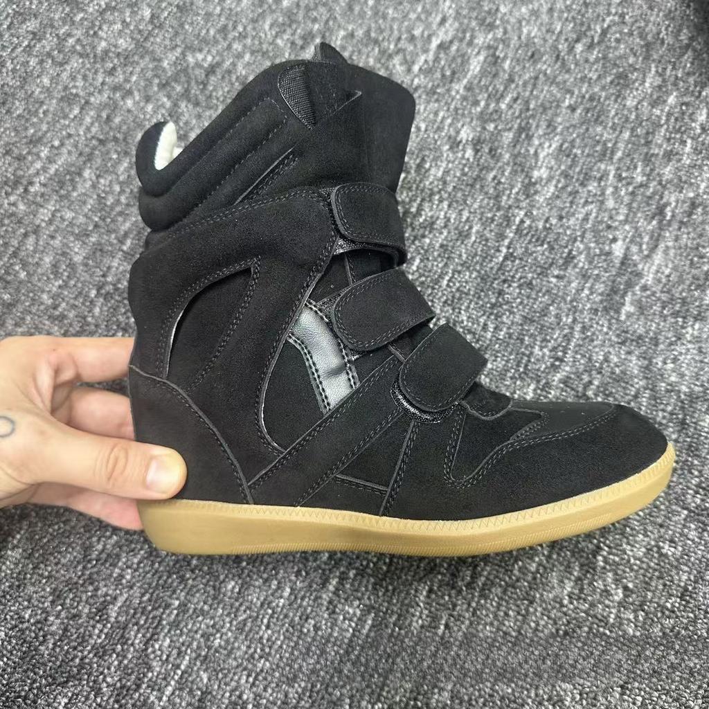 Versteckter interner Höhenzuwachs High-Top Damen Schuhe Farbabstimmung Flachboden Lässige Klettverschluss Sneaker Damen