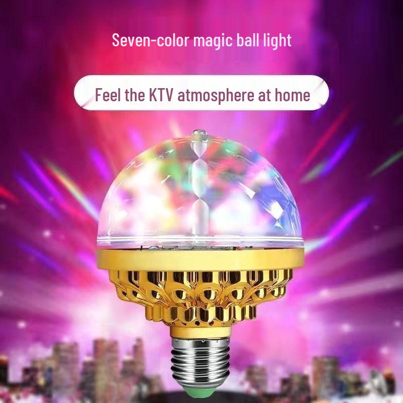 Sound-Activated Seven-Color LED Rotating Crystal Stage Light for Disco, KTV, and Bars