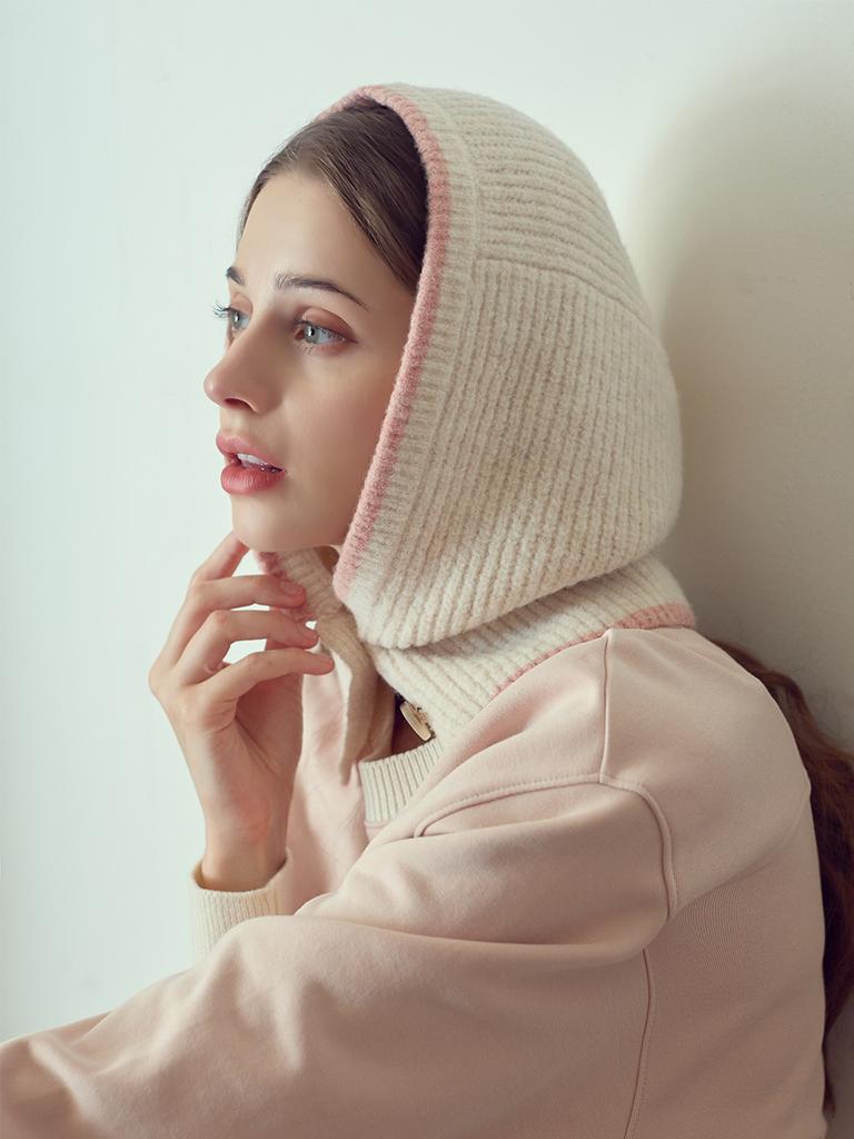 LORDLOAR Knit Button Balaclava Ivory