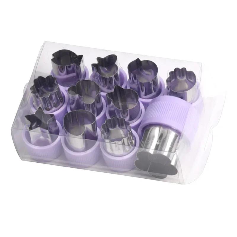 3/12Pcs Star Heart Shape Vegetables Cutter Plastic Handle Portable Cook Tools Stainless Steel Fruit Cutting Die Kitchen Gadgets