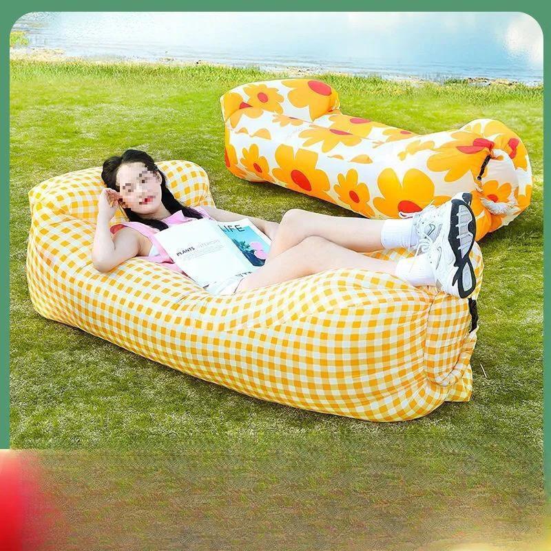 Inflatable Lazy Sofa Chair: Portable Folding Air Bed Cushion for Outdoor or Indoor Use