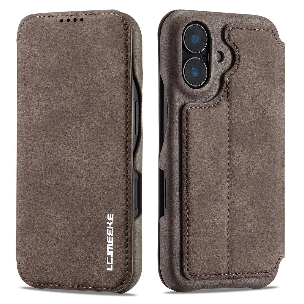 LC.IMEEKE For iPhone 16 Case Card Holder Stand Leather Phone Cover