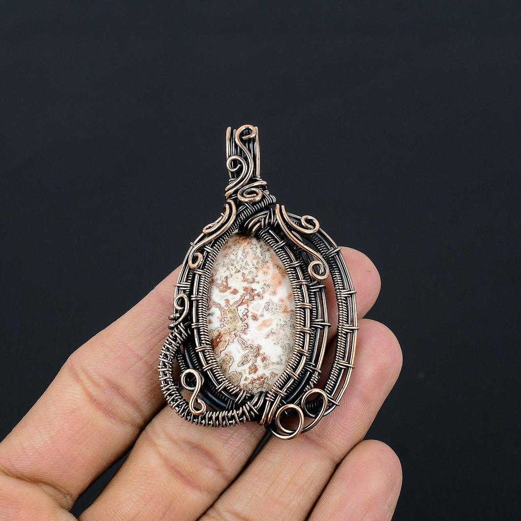 Crazy Lace Agate Gemstone Pendant Handmade Jewelry, 999 Copper Wire Wrapped Pendant Sodalite Jewelry, Gift For Her Women Pendant Brand New Pendant