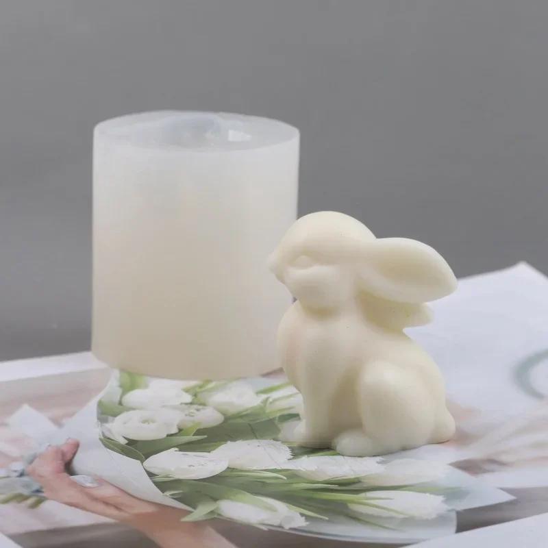Roztomilé zvíře Kreativní tvar Silikonová forma Ručně vyrobený Sedící králík Pečení Forma na dort DIY Vonná svíčka Sedící králík DIY Nástroje