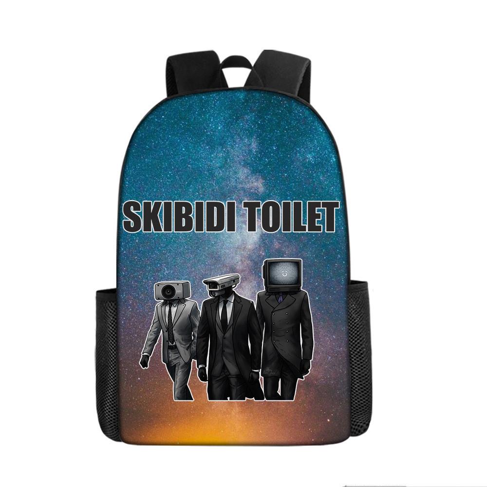 Skibidi Toilet Character Kids Backpack With Breathable Oxford Cloth For School Use