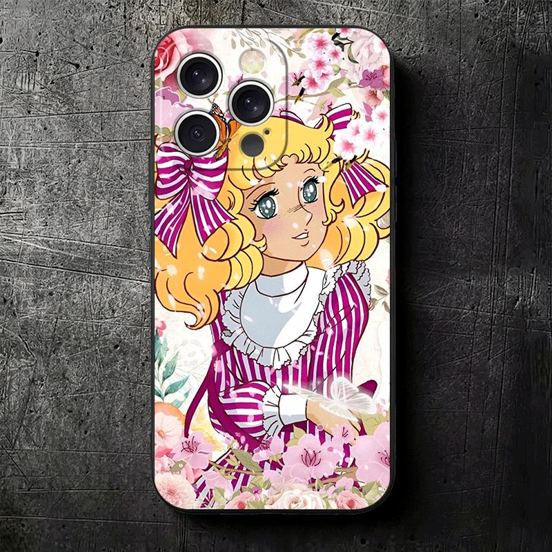 Anime Candy Candy Soft Phone Case for iPhone 16 16E 17 Air 15 Pro Max 14 Plus 13 Mini 11 12 7 Black Cover Back Shell