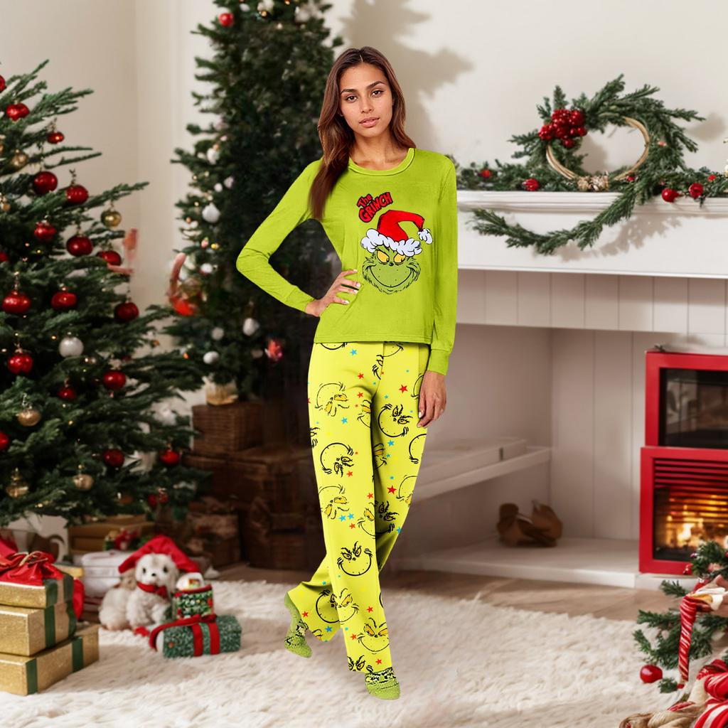 Parent-child Christmas Print Home Suit Long-sleeved Top And Pants