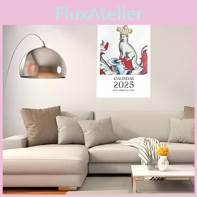 Kalender 2025 mit verspielten, hässlichen mittelalterlichen Katzen für fröhliche Lernumgebungen und saisonale Ereignisse