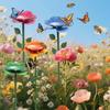 4x Bee Watering Station Metal Flower Stakes Butterfly Bath Bowl Water Feeder
