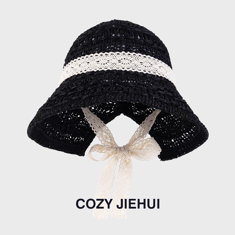 Hohler atmungsaktiver gestrickter gewebter Fischerhut Damen Frühling Sommer Sonnenhut Damen Senior Sense Beckenhut 2025 Fischerhut