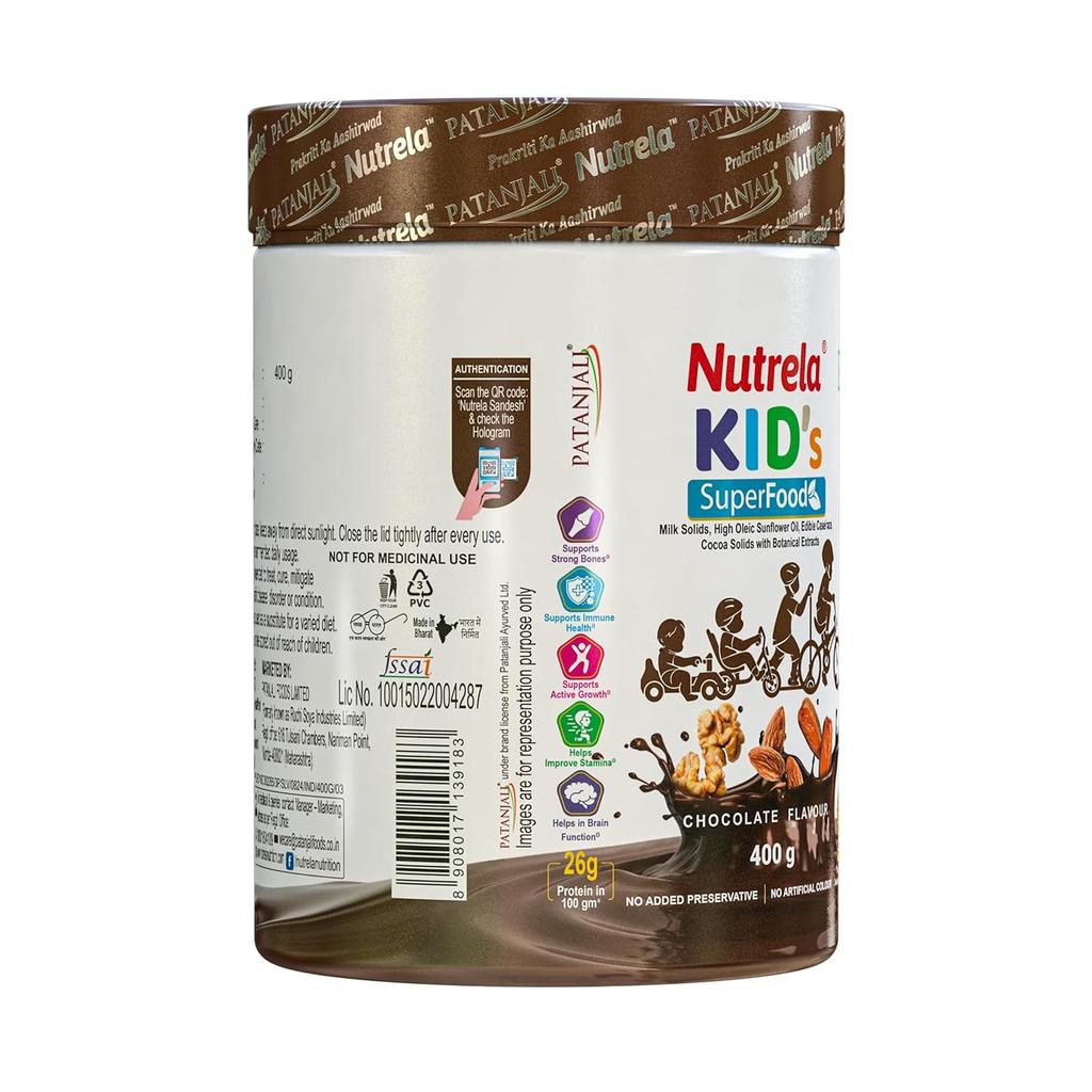 Nutrela Kids Protein Powder Chocolate Flavor 400 G Nutritional Drink Mix For Growing Children Daily Nutrition Support