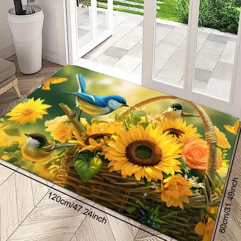 1PC Sunflower Pattern Kitchen Rugs Non-Slip Home Door Mats Pop Design Bathroom Rug Bath Mat Carpet for Home Sink Laundry Decor