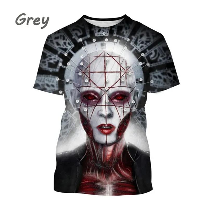 

Футболка с 3D принтом Horror Hellraiser для мужчин и детей, уличная одежда с короткими рукавами в стиле хип-хоп, панк, мужская одежда, летняя мода, Harajuku