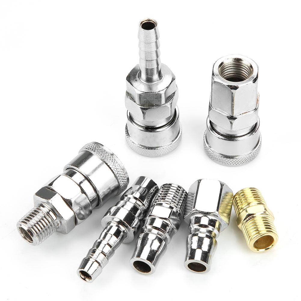 18pcs Line Hose Air Compressor Connector Quick Release Assembly Set 14" Pneumatic Iron Parts