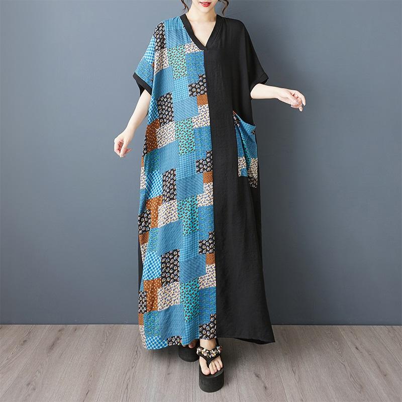 Rochie de vară lungă maxi casual largă din bumbac cu mânecă scurtă mărime plus vintage nouă în rochii pentru femei
