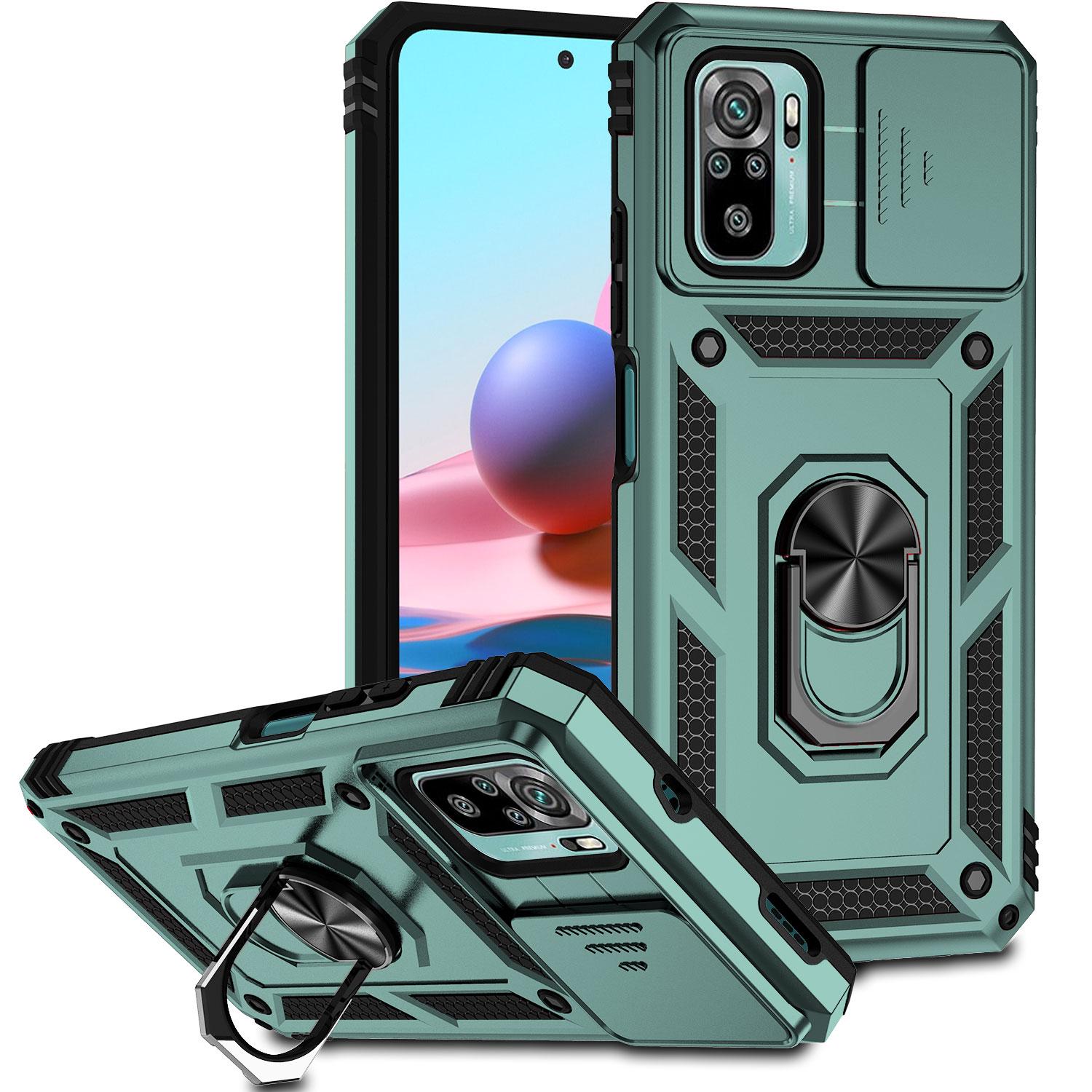 

Сдвижная крышка объектива для Xiaomi Redmi Note 10S 10 4G, защитный противоударный защитный чехол для Redmi Note 10 Pro 4G, магнитный автомобильный держатель с кольцом, чехлы-подставки For Redmi Note 10 4G зелёный