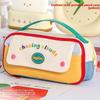 Multi Compartment Canvas Pencil Case With Durable Zipper For Students And Office Use