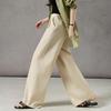Demana Women's 100% Cotton Pleated Wide-Leg Casual Pants