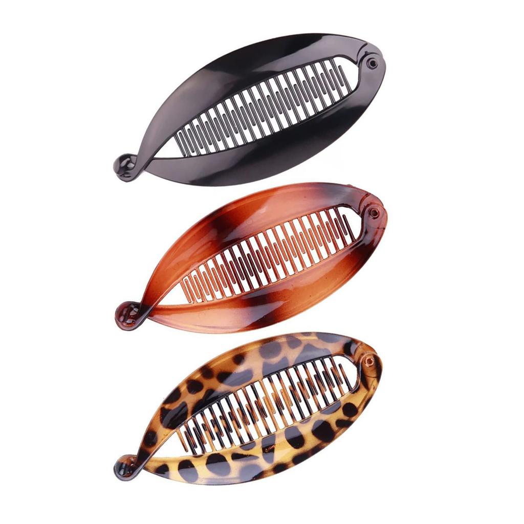 3/4-teiliges Set aus modischen und vielseitigen glänzenden Bananen-Haarklammern mit Leopardenmuster und fischförmigen Haarspangen, für Pferdeschwanz und lockiges Haar