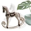 NordicStyle Wooden Rocking Horse Ornaments Retro Rocking Horse Sculpture Auspicious Figurine Rocking Horse Desk Crafts