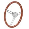 Volante Completo Classico 380mm 15 pollici Impugnatura in Noce 3 Razze Rivettato 6 Fori Modifica Universale Marrone