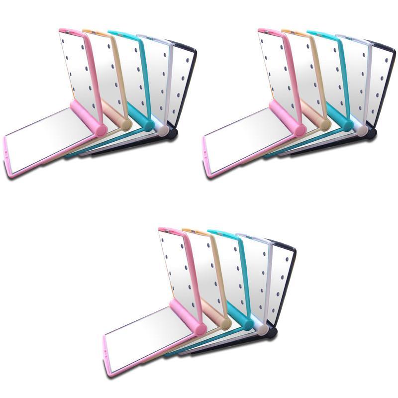 Portable Folding Makeup Mirror With Led Lights For Travel And Home Use