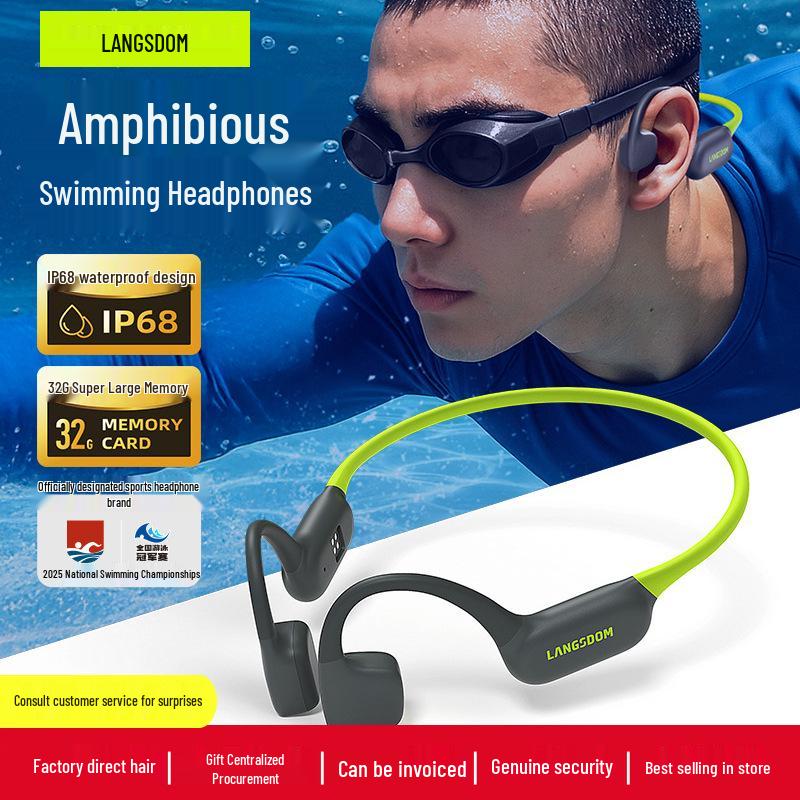 Langsdom AirSwim Neo Bone Conduction Open-Ear Bluetooth Headphones for Swimming, Running, and Cycling