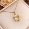 Necklace European and American hot-selling pearl snowflake does not fade titanium steel necklace accessories women's niche design sense collarbone